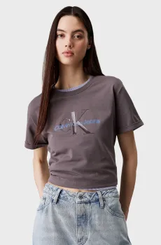Женская серая футболка CROPPED TEE Серый XXS Calvin Klein Jeans LV047AB814