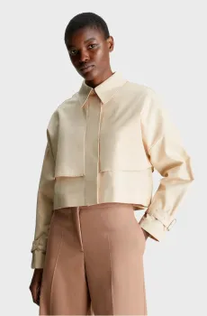 Женская бежевая ветровка TECHNICAL COTTON TRENCH JACKET Бежевый M Calvin Klein K20K206449