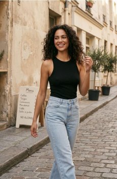 Боді на бретельках - чорний