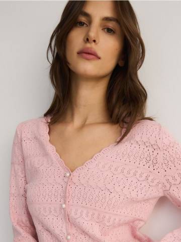 Reserved - LADIES` SWEATER - пильно-рожевий - 320DV-39X