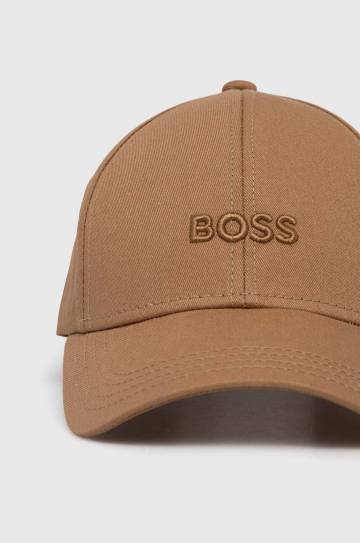 Хлопковая кепка BOSS цвет бежевый с аппликацией 50519889 Хлопковая кепка BOSS цвет бежевый с аппликацией 50519889