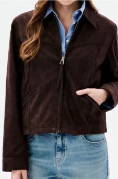 Куртка з коміром із штучного замшу - золотисто-коричневий