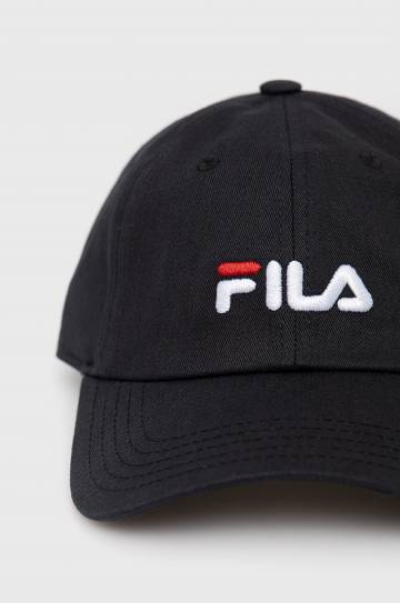 Хлопковая кепка Fila цвет чёрный с аппликацией Хлопковая кепка Fila цвет чёрный с аппликацией