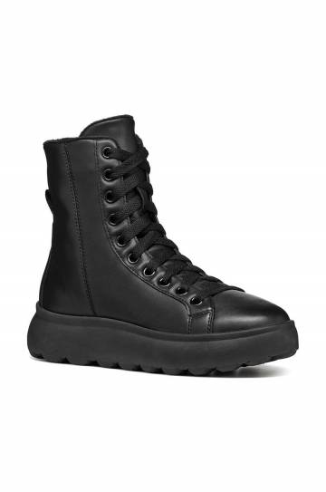 Кожаные полусапожки Geox D SPHERICA EC4.1 D женские цвет чёрный на плоском ходу с утеплением D36TCD 00085 C9999 Кожаные полусапожки Geox D SPHERICA EC4.1 D женские цвет чёрный на плоском ходу с утеплением D36TCD 00085 C9999