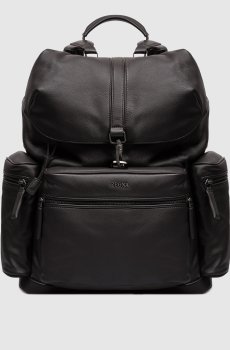 Коричневый кожаный рюкзак с логотипом