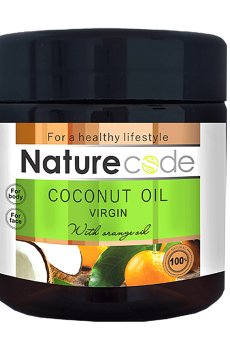 Натуральное кокосовое масло для тела Nature Code Coconut Oil Virgin с эфирным маслом апельсина, 140 мл