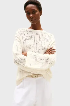 Женский белый джемпер POINTELLE Белый L Tommy Hilfiger WW0WW45910