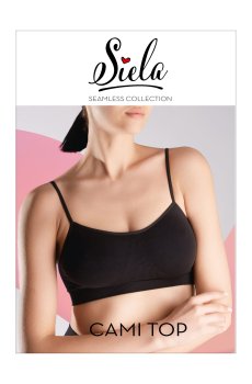 Бесшовный топ женский Siela Cami Top на тонких бретелях, Black, размер S-M