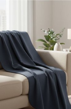 Однотонний плед - темно-синій