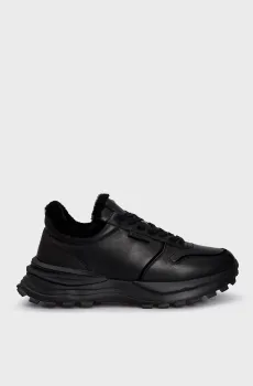 Мужские черные кожаные кроссовки Hans Черный 44 PRPY PRFAS7722M