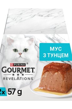 Влажный корм для кошек Gourmet Revelations мусс с подливкой, с тунцом, 2*57 г