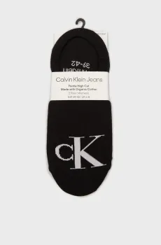 Женские черные следы (2 пары) CKJ WOMEN FOOTIE HIGH CUT 2P MONOGRAM Черный 39-42 Calvin Klein 701228817