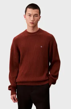 Мужской коричневый джемпер VERTICAL TEXTURE Коричневый L Calvin Klein Jeans LV04RD314G