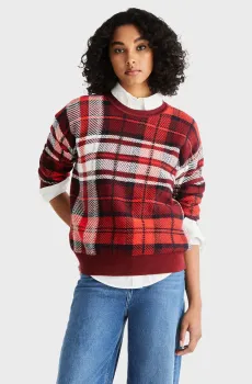 Женский джемпер в клетку TARTAN CHECK CO C-NK Разноцветный S Tommy Hilfiger WW0WW40336