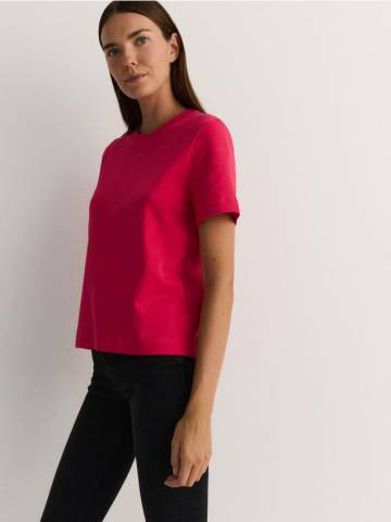 Reserved - Футболка regular fit з мерсеризованої бавовни - фуксія - 2292T-43X Reserved - Футболка regular fit з мерсеризованої бавовни - фуксія - 2292T-43X