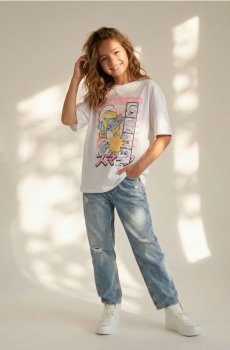 Бавовняна футболка з принтом The Smurfs - білий