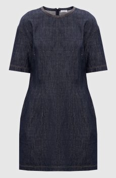 Синее джинсовое платье мини с цепочкой мониль