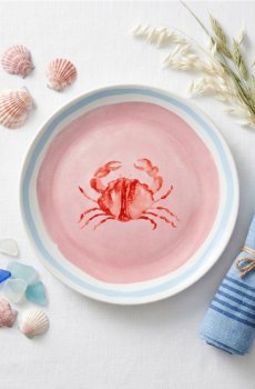 Керамічна тарілка з принтом - рожевий