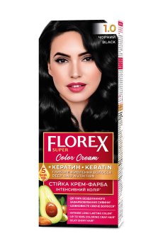 Стойкая крем-краска для волос Florex Super 1.0 Черный, 100 мл