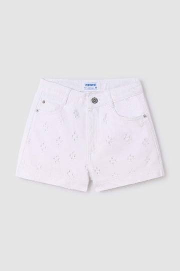 Детские хлопковые шорты Mayoral цвет белый однотонные