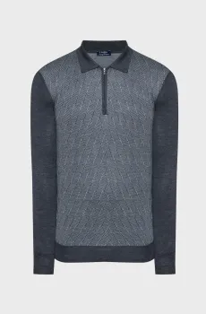Мужское темно-серое шерстяное поло Серый 48 Barba Napoli 57537/13126-095