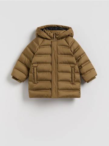Reserved - Стьобана пухова куртка - бежевий - QG006-80X