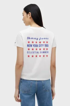 Женская белая футболка REG NOVELTY STAR TEE Белый L Tommy Jeans DW0DW23481