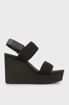 Женские черные босоножки WEDGE SANDAL WEBBING IN Черный 39 Calvin Klein YW0YW01790