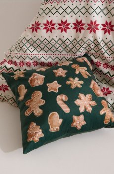 Наволочка з різдвяним мотивом - синьо-зелений