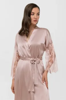 Женский пудровый шелковый пеньюар Розовый 42 MARC&ANDRE S25-00SS201-L