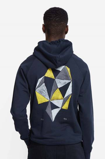 Хлопковая кофта Wood Wood Fred x Fila мужская цвет синий с капюшоном с принтом 12045600.2474.NAVY-NAVY Хлопковая кофта Wood Wood Fred x Fila мужская цвет синий с капюшоном с принтом 12045600.2474.NAVY-NAVY