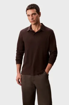 Мужское коричневое поло LS SUPIMA COTTON SOLID POLO Коричневый XL Calvin Klein LV040EM909