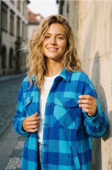 Сорочкова куртка зі змішанням вовни - light blue