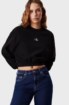 Женский черный свитшот WOVEN LABEL CREW NECK Черный L Calvin Klein Jeans J20J223535