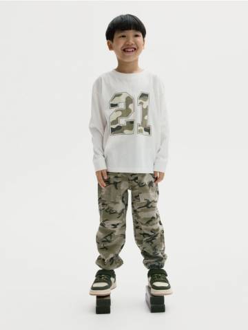 Reserved - Бавовняний лонгслів - кремовий - 041FI-01X