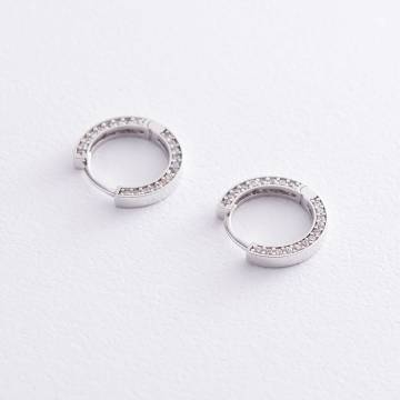 Серьги - кольца в белом золоте (фианиты) с05483 Серьги - кольца в белом золоте (фианиты) с05483