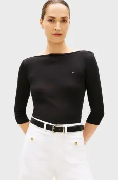Женский черный лонгслив NEW CODY SLIM BOAT-NK 3/4SLV Черный XS Tommy Hilfiger WW0WW40589