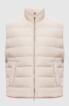 Бежевый пуховый жилет с цепочкой мониль