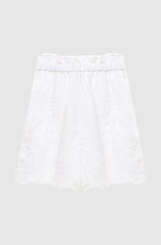 Белые шорты из льна с кружевом