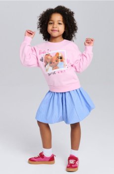 Світшот з принтом і круглим вирізом Barbie - пастельний рожевий