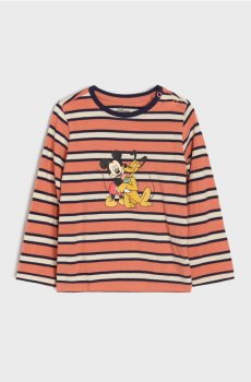 Смугаста бавовняна футболка Mickey Mouse - мідний