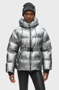 Женская серебристая куртка metallic Серебряный S Karl Lagerfeld A4W15066