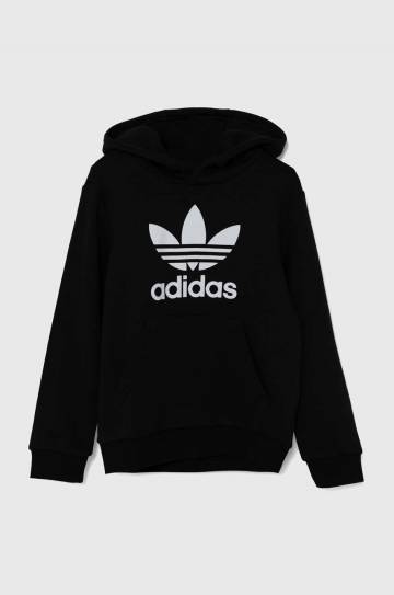 Детская кофта adidas Originals TREFOIL HOODIE цвет чёрный с капюшоном с принтом IY7446 Детская кофта adidas Originals TREFOIL HOODIE цвет чёрный с капюшоном с принтом IY7446