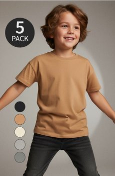 Бавовняна футболка 5 pack - кремовий