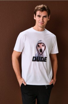 Бавовняна футболка з принтом - білий