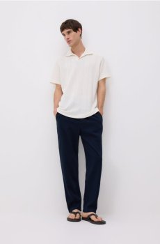 Reserved - Лляні штани джоггери - темно-синій - 012IS-59X