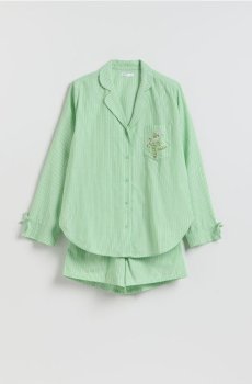 Reserved - Бавовняний піжамний комплект - свіжий зелений - 121HQ-76X