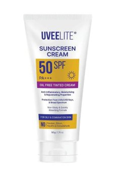 Тонирующий солнцезащитный крем для лица и тела Uveelite Sunscreen Cream, SPF 50 PA+++, для жирной и комбинированной кожи, 50 г