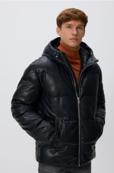 Reserved - Стьобана куртка зі штучної шкіри - чорний - 7133H-99X