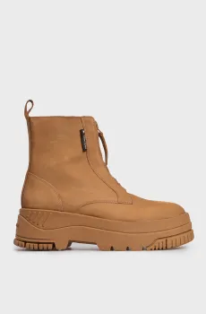 Женские коричневые нубуковые ботинки TJW ZIP  UP FLATFORM NUBUCK BOOT Коричневый 37 Tommy Jeans EN0EN02596